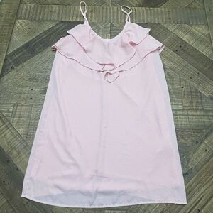 Oxford Pink Ruffle Mini Dress